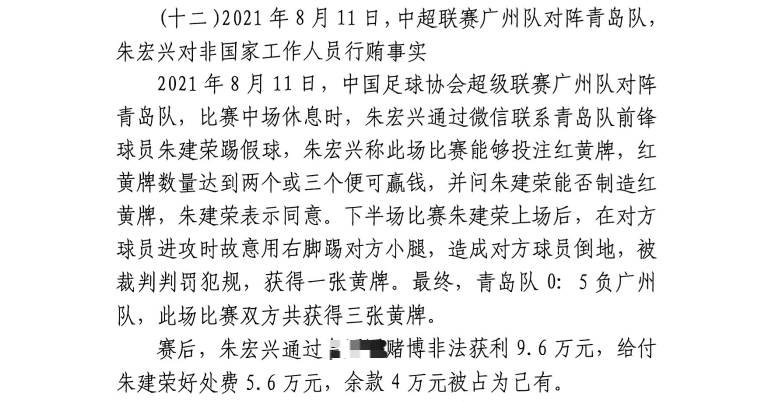 網(wǎng)傳判決書：青島球員朱建榮故意踢對方小腿，染黃收5.6萬好處費(fèi)